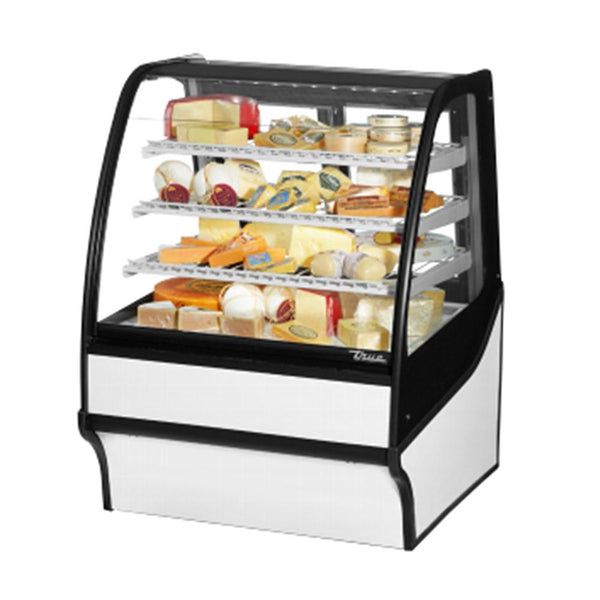 True TDM-R-36-GE/GE 36" Stainless Steel Curved Glass Refrigerated Bakery Display Case With Stainless Steel Interior