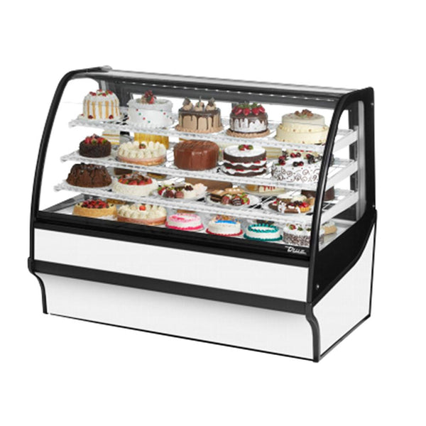True TDM-R-59-GE/GE 59" Stainless Steel Curved Glass Refrigerated Bakery Display Case With Stainless Steel Interior