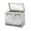 True TFP-48-18M-FGLID 48" 18 Pan Salad / Sandwich Refrigerated Prep Table with Glass Lid