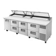 True TPP-AT-119D-6-HC 119" Refrigerated Pizza Prep Table With 6-Drawer