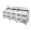True TPP-AT-119D-8-HC 119" Refrigerated Pizza Prep Table With 8-Drawer