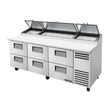 True TPP-AT-93D-6-HC 93" 6-Drawer Pizza Prep Table