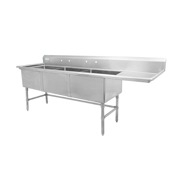 Thorinox TTS-2424-R24 Triple sink with right drainboard (24")