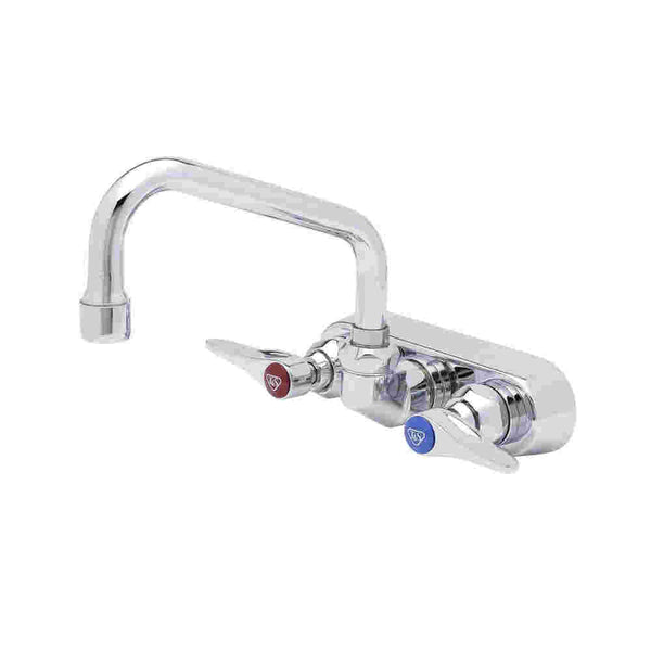 T&S Brass B-1115 Workboard Faucet, Wall Mount, 4" Centers, 6" Swing Nozzle, Lever Handles