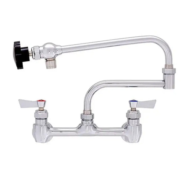 Fisher 4231 Faucet, Pot Filler, 8″ Adjustable Wall Control Valve, Lever Handles, 11″ Control Spout & 13″ Double Joint
